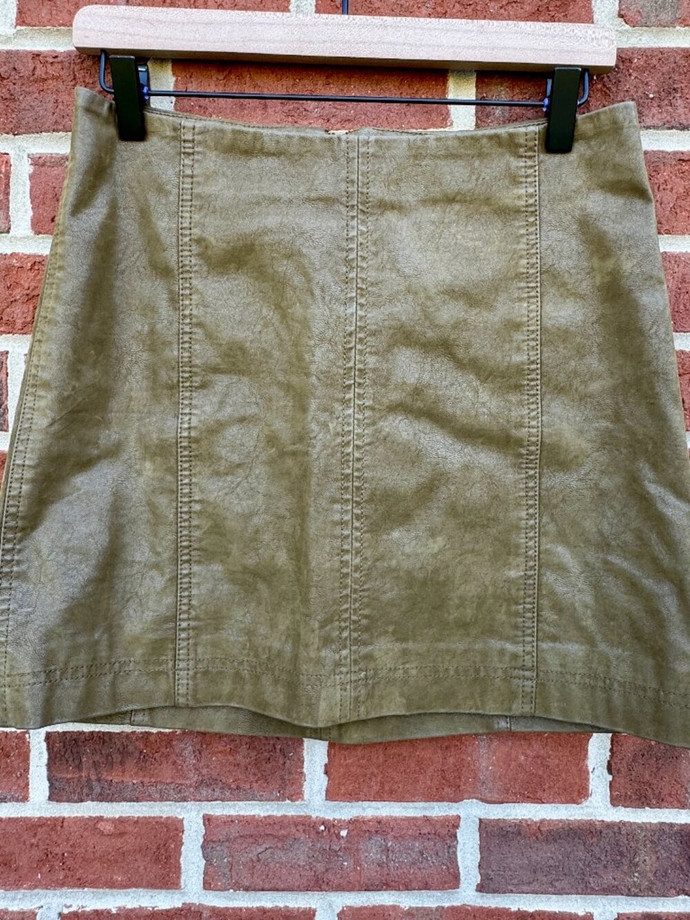 Free People Modern Femme Vegan Suede Mini Skirt Sz 6 Olive Green Earthy Boho
